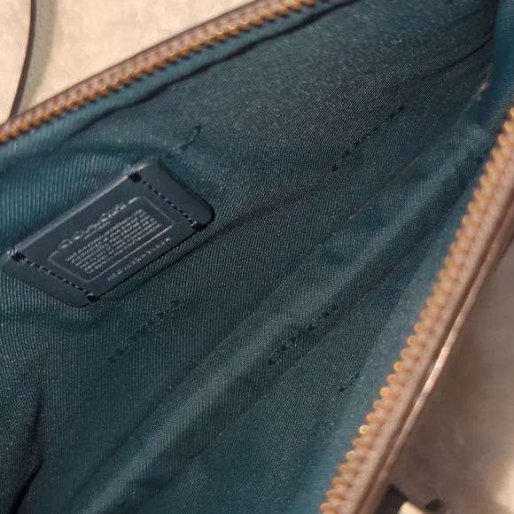 Coach Pebbled Leather Crossbody Bag Removeable Strap Dark Gray Light Gray Accent - Picture 6 of 7